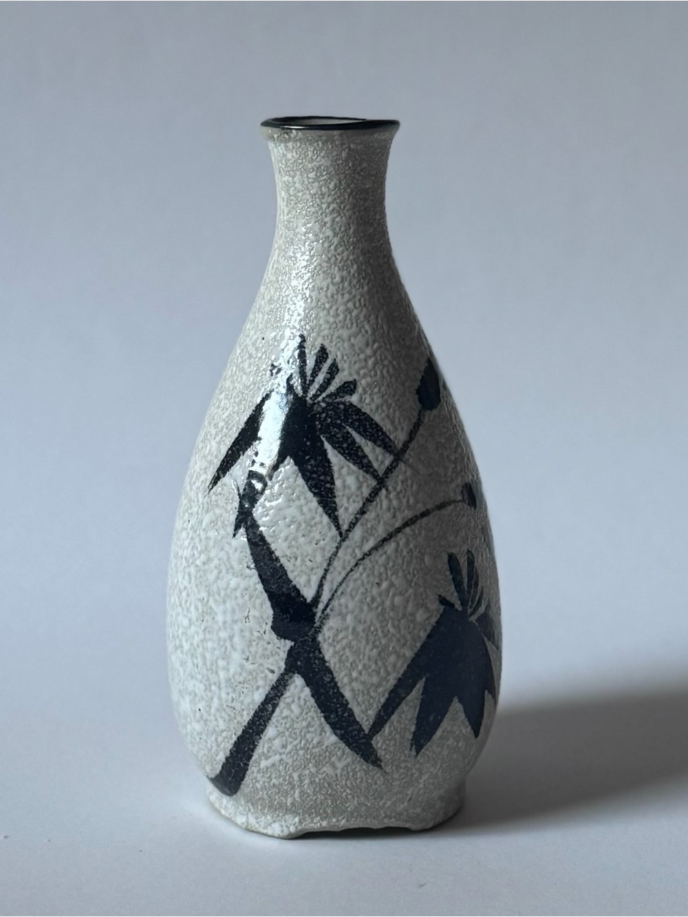 Vintage MCM 1960s Japanese Ceramic Saki Bud Vase Bamboo